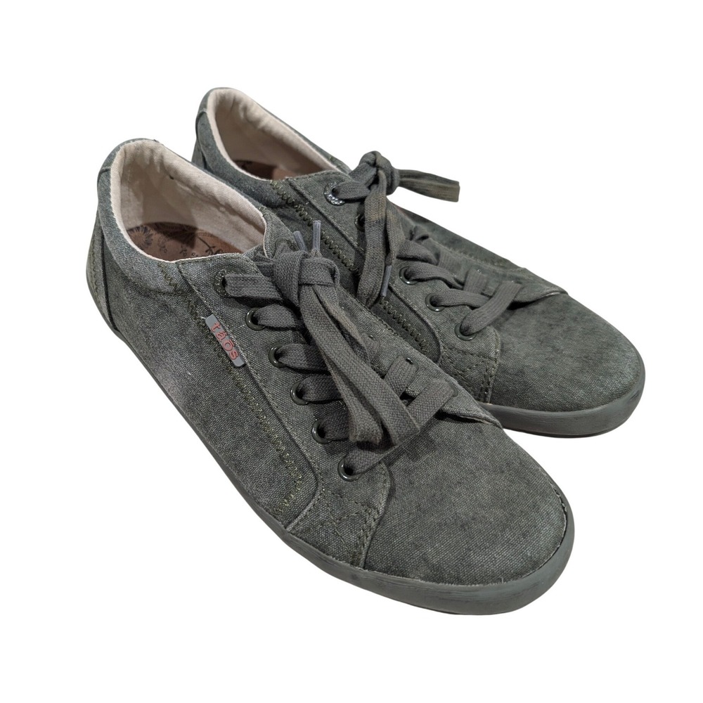Taos Star Olive Green Canvas Low Top Lace Up Sneakers Womens 9 - Picture 3 of 11